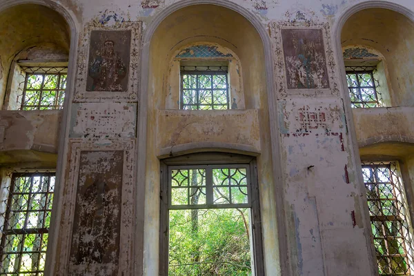 Interno Una Chiesa Ortodossa Abbandonata Tempio Del Villaggio Pavlovskoye Provincia — Foto Stock