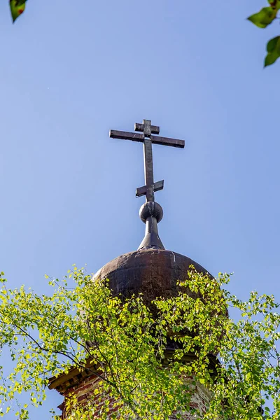 Dome Abandoned Orthodox Church Pokrovskaya Church Letter River Kostroma Province — Stock Photo, Image