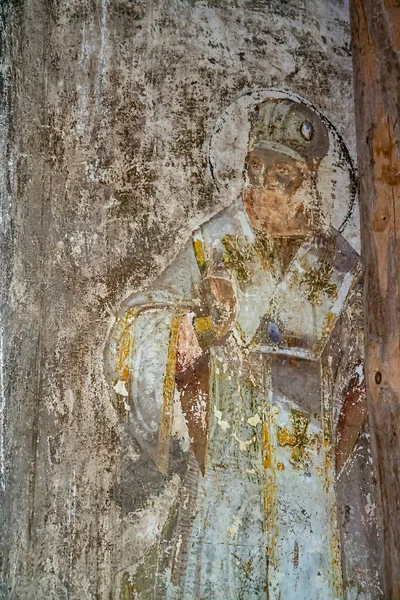Freski Murach Opuszczonej Cerkwi Prawosławnej Kościół Wsi Spasskoye Prowincja Kostroma — Zdjęcie stockowe