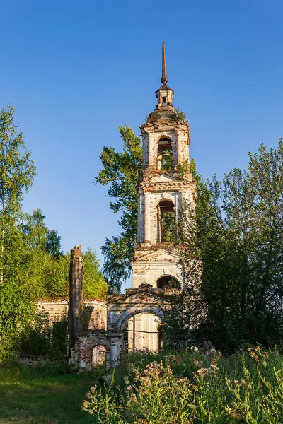 Vieux Clocher Abandonné Temple Village Zaluzhye Province Kostroma Russie Année — Photo