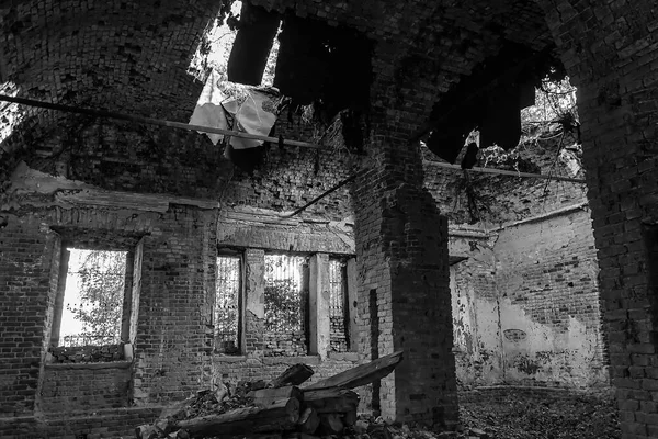 Interior Uma Igreja Ortodoxa Abandonada Igreja Aldeia Zaluzhye Província Kostroma — Fotografia de Stock