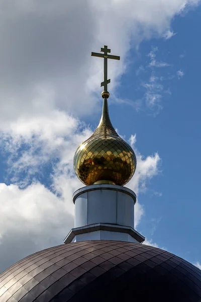 Cúpula Igreja Ortodoxa Com Uma Cruz Catedral São Nicolau Wonderworker — Fotografia de Stock