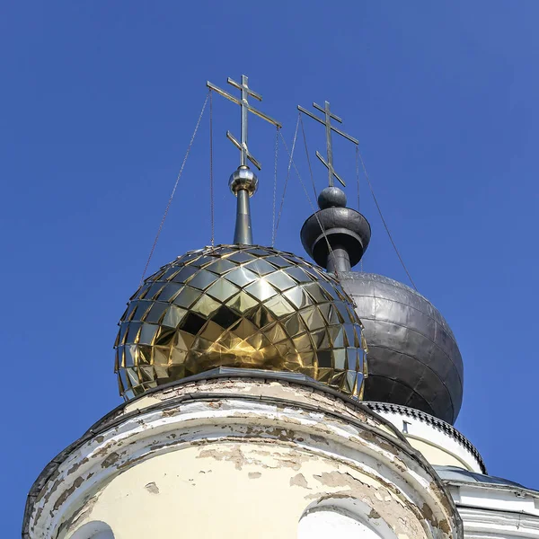 Dômes Croix Eglise Orthodoxe Cathédrale Assomption Myshkin Région Yaroslavl Russie — Photo