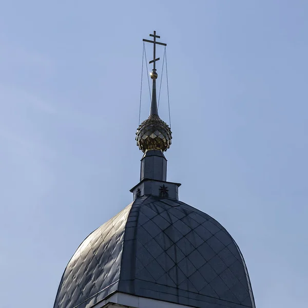 Kuppeln Und Kreuze Der Orthodoxen Kirche Mariä Himmelfahrt Kathedrale Myschkin — Stockfoto