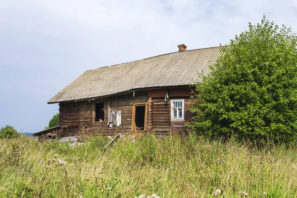 Casas Destruidas Pueblo Abandonado Región Kostroma Rusia —  Fotos de Stock