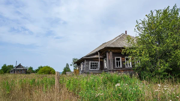 Casas Destruidas Pueblo Abandonado Región Kostroma Rusia — Foto de Stock