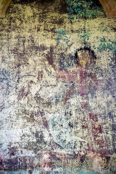 Frescos Dentro Una Iglesia Ortodoxa Abandonada Iglesia Del Pueblo Novografskoye — Foto de Stock