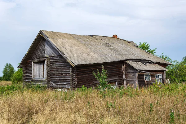 Casas Destruidas Pueblo Abandonado Región Kostroma Rusia — Foto de Stock