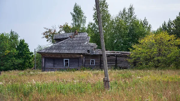 Zerstörte Häuser Einem Verlassenen Dorf Region Kostroma Russland — Stockfoto