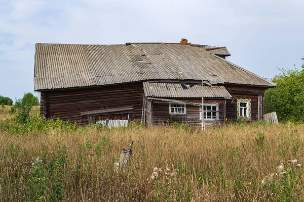 Casas Destruidas Pueblo Abandonado Región Kostroma Rusia —  Fotos de Stock