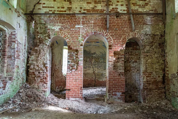 Interior Abandoned Orthodox Church Novografskoye Village Church Kostroma Region Russia — Stock Photo, Image