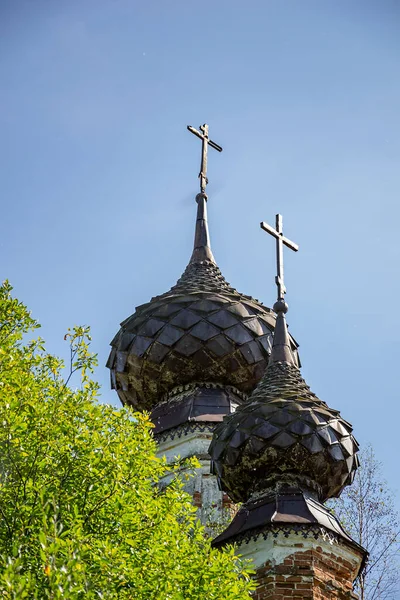 Dómy Kříže Opuštěného Pravoslavného Kostela Trakt Arseniev Sloboda Kostroma Rusko — Stock fotografie