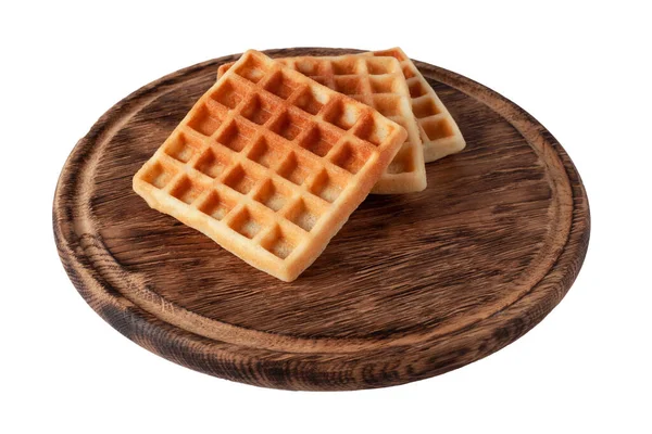 Homemade Waffles Wooden Board Isolated Belgian Waffle Additives White Background — Stock Photo, Image