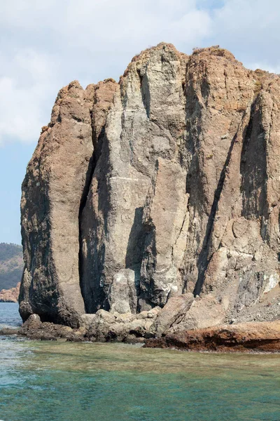 Stone Cliff Aegean Sea High Rock Sea View Sea Rock — Stock Photo, Image
