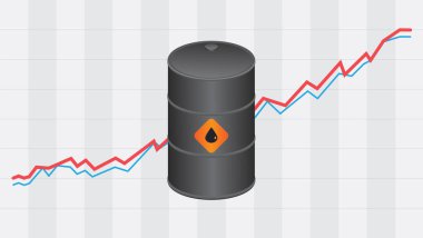 Oil barrel and oil price chart. Vector illustration
