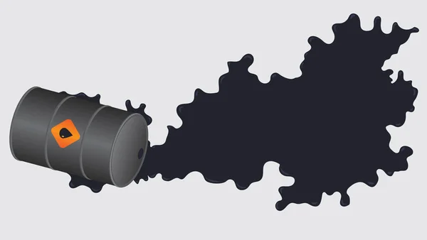 Barrel Oil Spilled Oil Vector Illustration Isolated White Background — Stock vektor