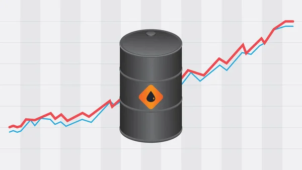 Oil Barrel Oil Price Chart Vector Illustration — Stock vektor