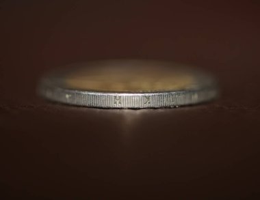 Avro sikkelerinin makro atışları arka planda 2 Euro madeni para yılı 2002 Yunanistan yüksek kaliteli büyük basım