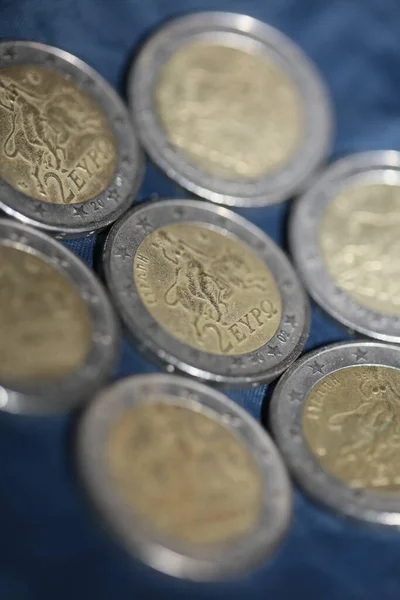 Makro Záběry Euromincí Pozadí Euro Mince Rok Výroby 2002 Země — Stock fotografie