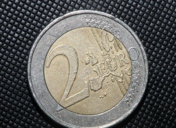 Macro Disparos Monedas Euro Fondo Euro Moneda Año Fabricación 2002 —  Fotos de Stock