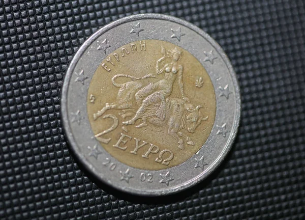Makro Záběry Euromincí Pozadí Euro Mince Rok Výroby 2002 Země — Stock fotografie