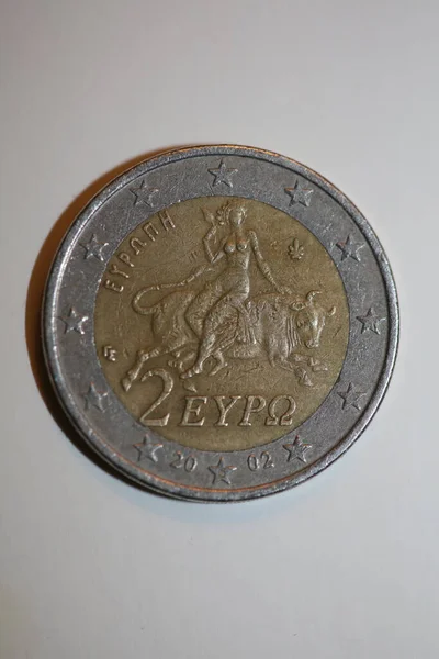 Makrobilder Euromynt Bakgrund Euromynt Tillverkning 2002 Land Grekland Hög Kvalitet — Stockfoto