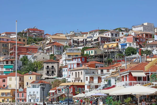 Parga Cidade Grécia Bonito Velho Colorido Edifício Exploração Viajando Fundo — Fotografia de Stock