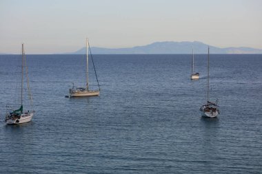 Preveza yakınlarındaki güzel mavi Skala plajı Yunan seyahat eden modern arka plan yüksek kaliteli büyük boy baskılar