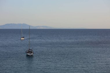 Preveza yakınlarındaki güzel mavi Skala plajı Yunan seyahat eden modern arka plan yüksek kaliteli büyük boy baskılar