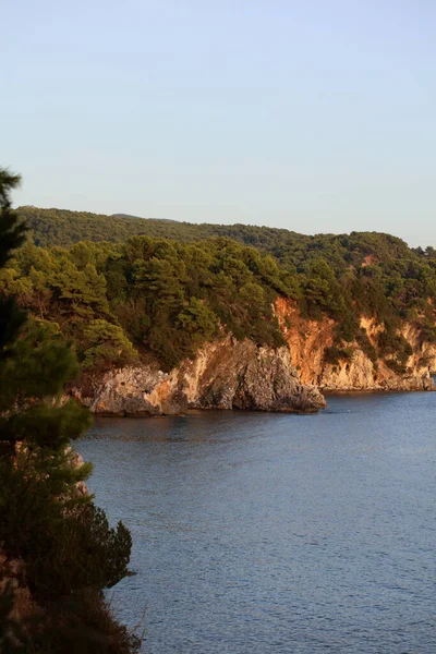 Belle Plage Bleue Skala Près Preveza Été Grecque Voyageant Fond — Photo