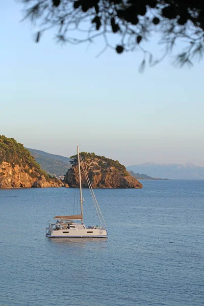 Belle Plage Bleue Skala Près Preveza Été Grecque Voyageant Fond — Photo