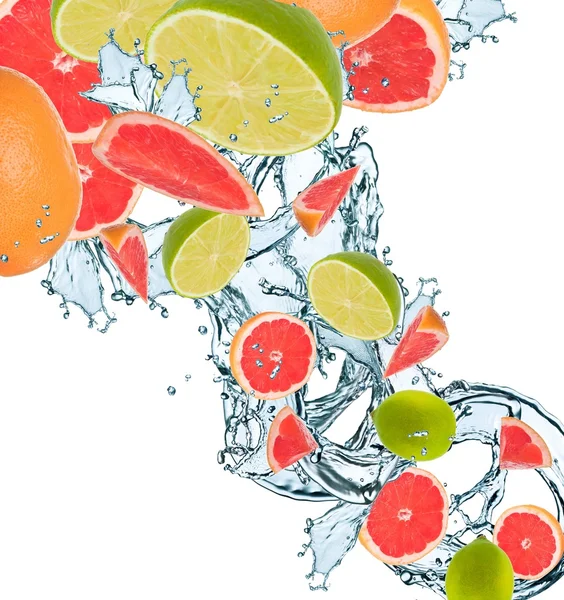 Splash with fruits — Stock Photo, Image