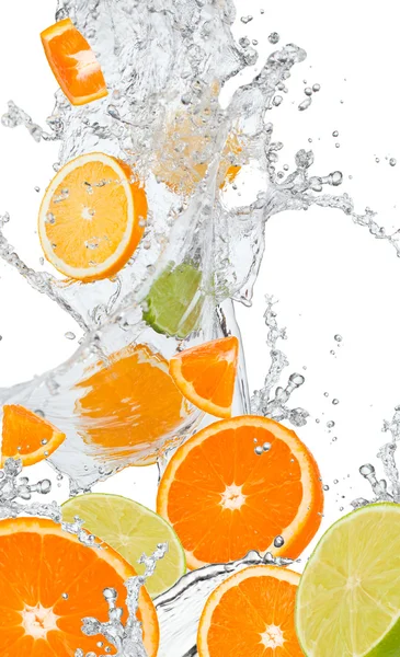 Splash with fruits — Stock Photo, Image