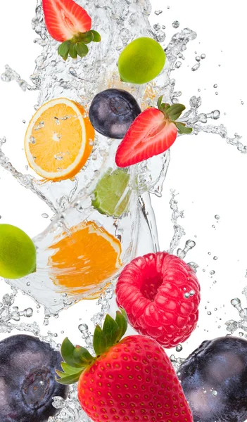 Splash with fruits — Stock Photo, Image