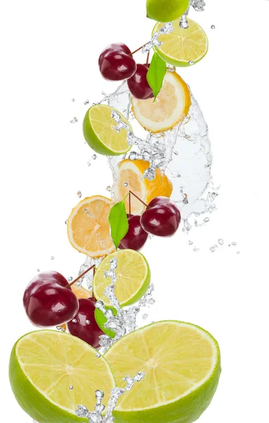 Water splash wit fruits — Stock Photo, Image
