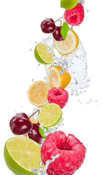 Water splash wit fruits — Stock Photo, Image