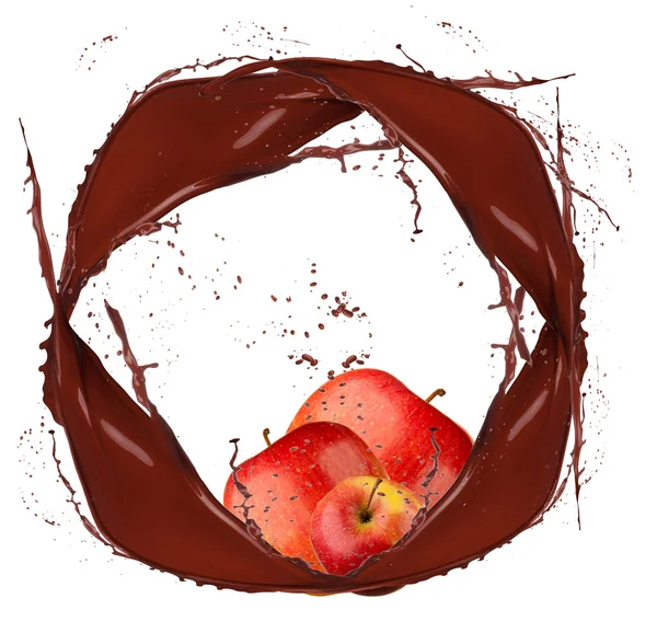 Apple in chocolate — Stock Photo, Image