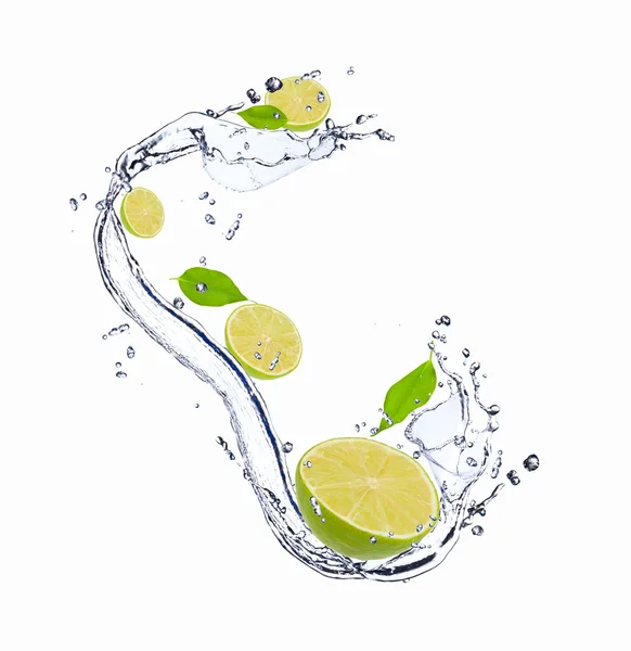 Lime, víz-splash — Stock Fotó