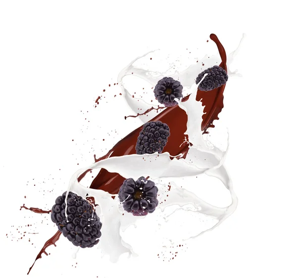 Berry melk splash — Stockfoto