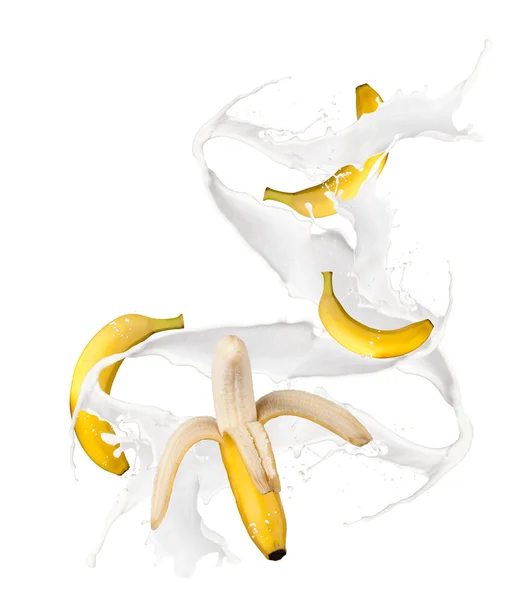 Banan mjölk splash — Stockfoto