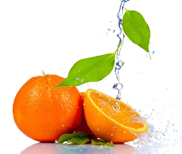 Fresh orange in water splash — Stock Photo, Image