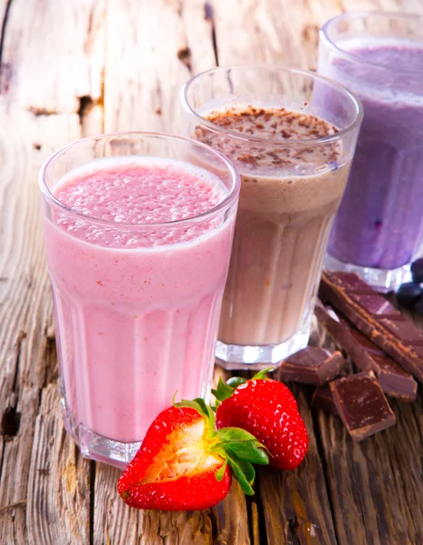 Fresh milk shake on wood — Stock Photo, Image