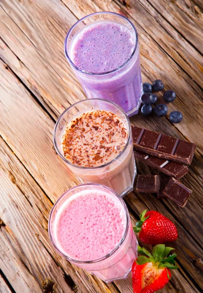 Fresh milk shake on wood — Stock Photo, Image