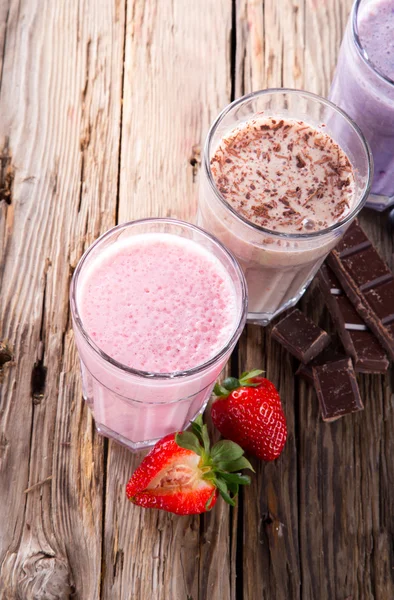 Fresh milk shake on wood — Stock Photo, Image