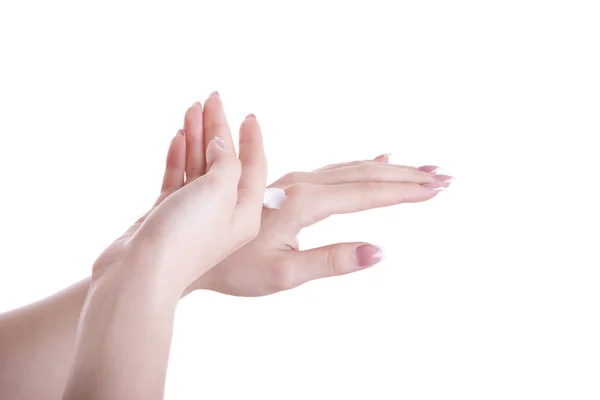 Hands with cream — Stock Photo, Image