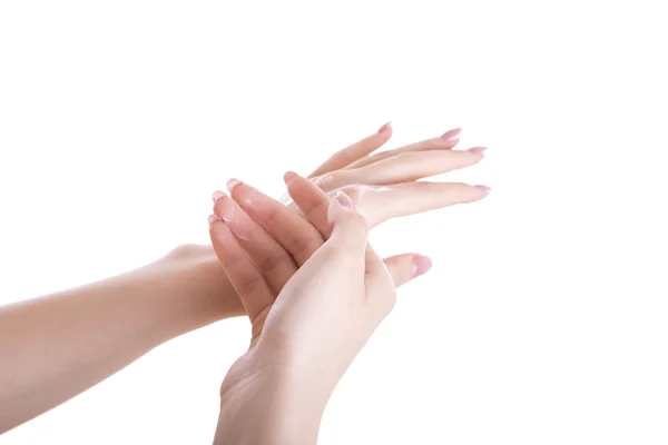 Hands with cream — Stock Photo, Image