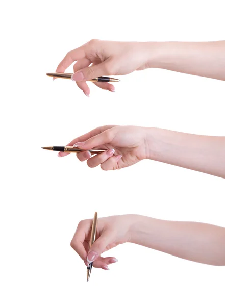 Hand met pen — Stockfoto