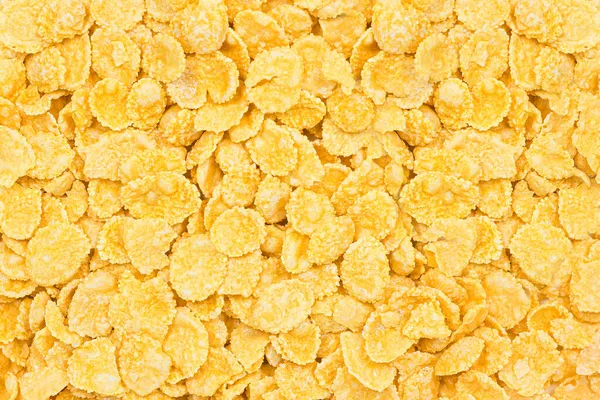 浅黄的玉米片的质地为背景 早餐的顶视图麦片盒关门 — 图库照片