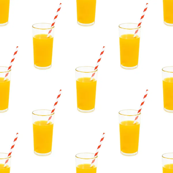 Fruktjuice Glaset Upprepa Sömlös Mönster Vit Bakgrund — Stockfoto