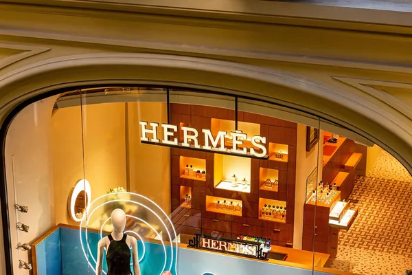 Moscow Russia Ağustos 2021 Hermes Marka Perakende Satış Mağazası Logosu — Stok fotoğraf